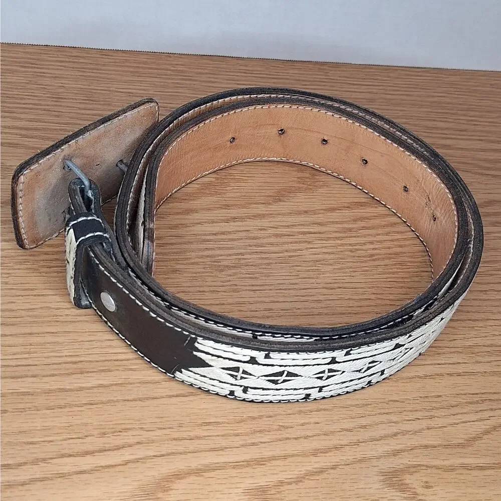 Authentic Handmade Mexican Cinto Piteado Belt Leather Rooster Gallo EUC Size 40